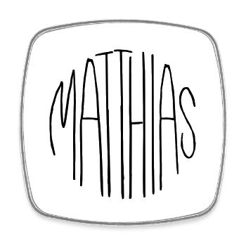 Matthias - Magnet carré - blanc - Devant