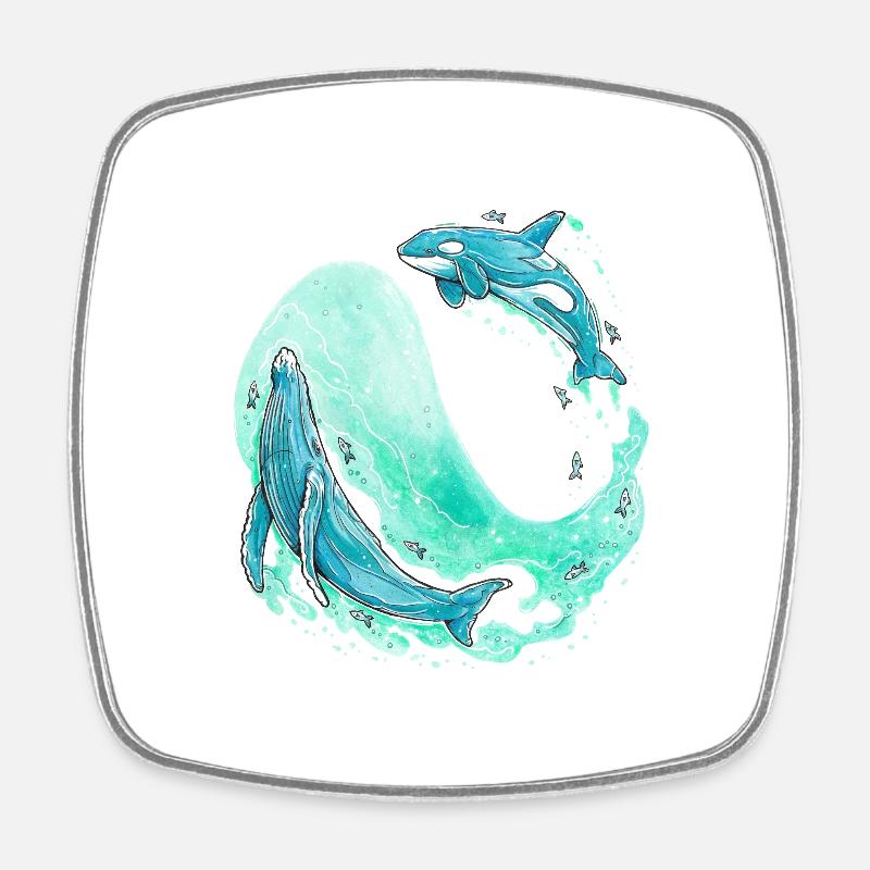 Whale Wave - Square fridge magnet - white