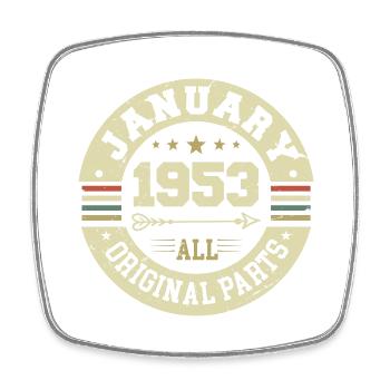 January 1953 - Geburtstag im Januar 1953 - Viereckiger Kühlschrankmagnet - Weiß - Vorne