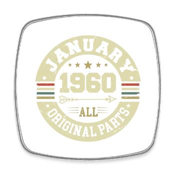 January 1960 - Geburtstag im Januar 1960 - Viereckiger Kühlschrankmagnet - Weiß - Vorne
