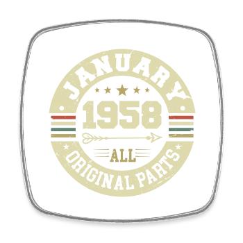 January 1958 - Geburtstag im Januar 1958 - Viereckiger Kühlschrankmagnet - Weiß - Vorne
