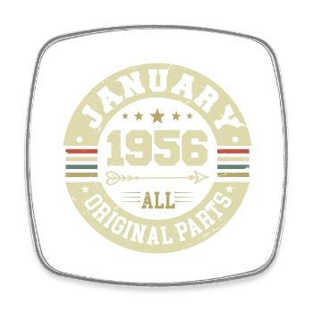 January 1956 - Birthday in January 1956 - Square fridge magnet - white - Front