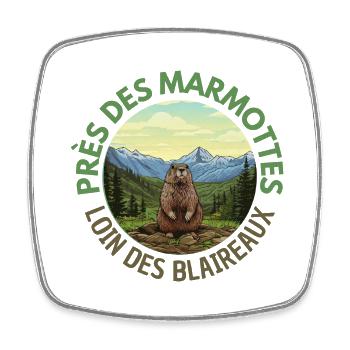 Montagnes Marmotte Nature - Magnet carré - blanc - Devant