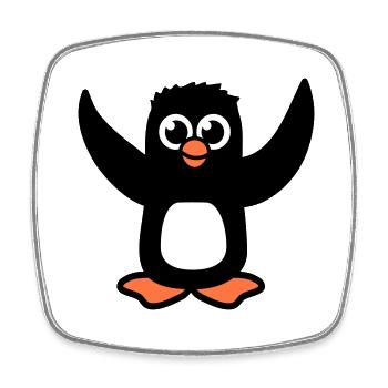 Pingouin mignon bébé enfant levant des ailes heureux - Magnet carré - blanc - Devant