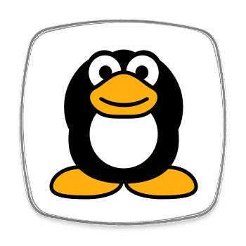 Penguin hear nothing, numb hands cover ears - Square fridge magnet - white - Front