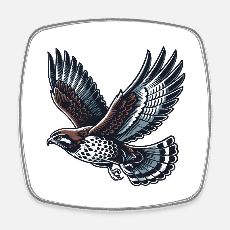Buzzard - Square fridge magnet - white