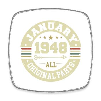 January 1948 - Geburtstag im Januar 1948 - Viereckiger Kühlschrankmagnet - Weiß - Vorne