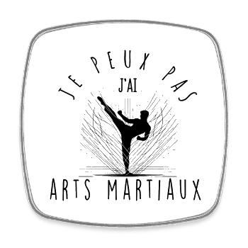 I can't, I have martial arts. - Square fridge magnet - white - Front