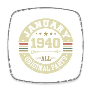 January 1940 - Geburtstag im Januar 1940 - Viereckiger Kühlschrankmagnet - Weiß - Vorne
