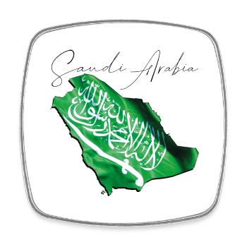 Saudi Arabia Flag in Saudi Arabia Map EN - Square fridge magnet - white - Front