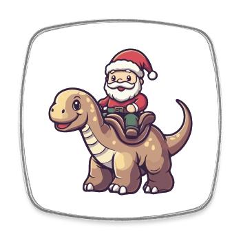 Dinosaurier brontosaurus Weihnachtsmann Cartoon - Viereckiger Kühlschrankmagnet - Weiß - Vorne