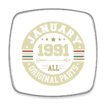 January 1991 - Geburtstag im Januar 1991 - Viereckiger Kühlschrankmagnet - Weiß - Vorne