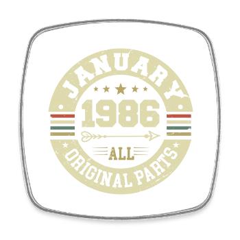 January 1986 - Geburtstag im Januar 1986 - Viereckiger Kühlschrankmagnet - Weiß - Vorne