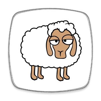Sheep Tired Bored Look Sheep Lamb Sweet - Square fridge magnet - white - Front