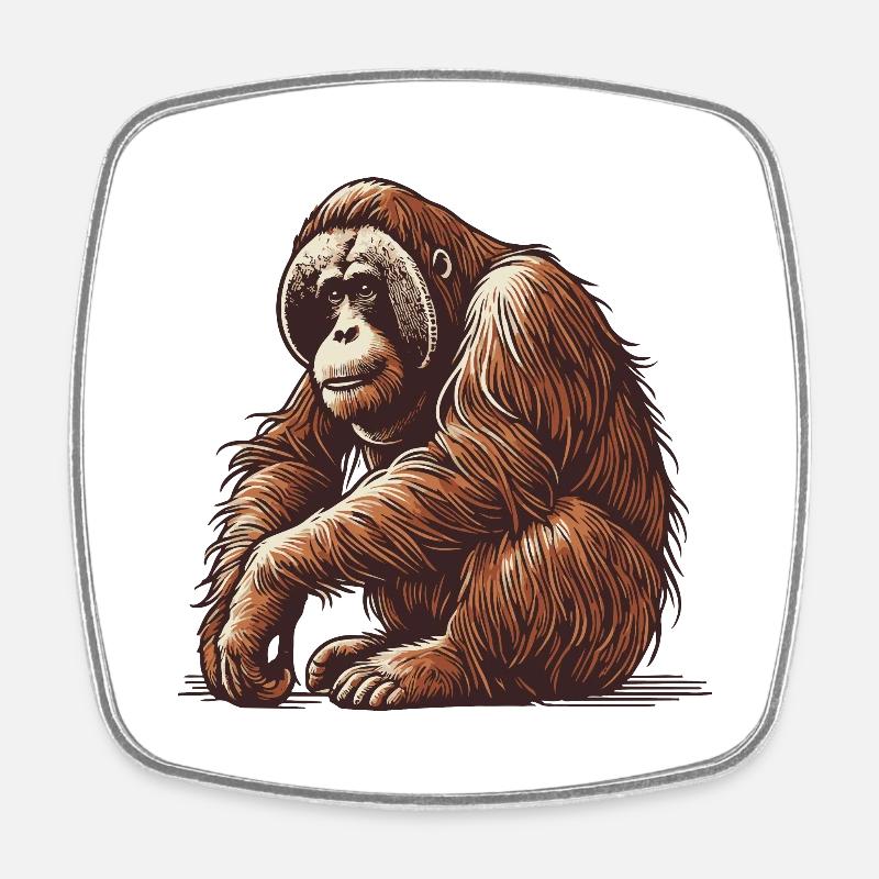Orangutan - Square fridge magnet - white
