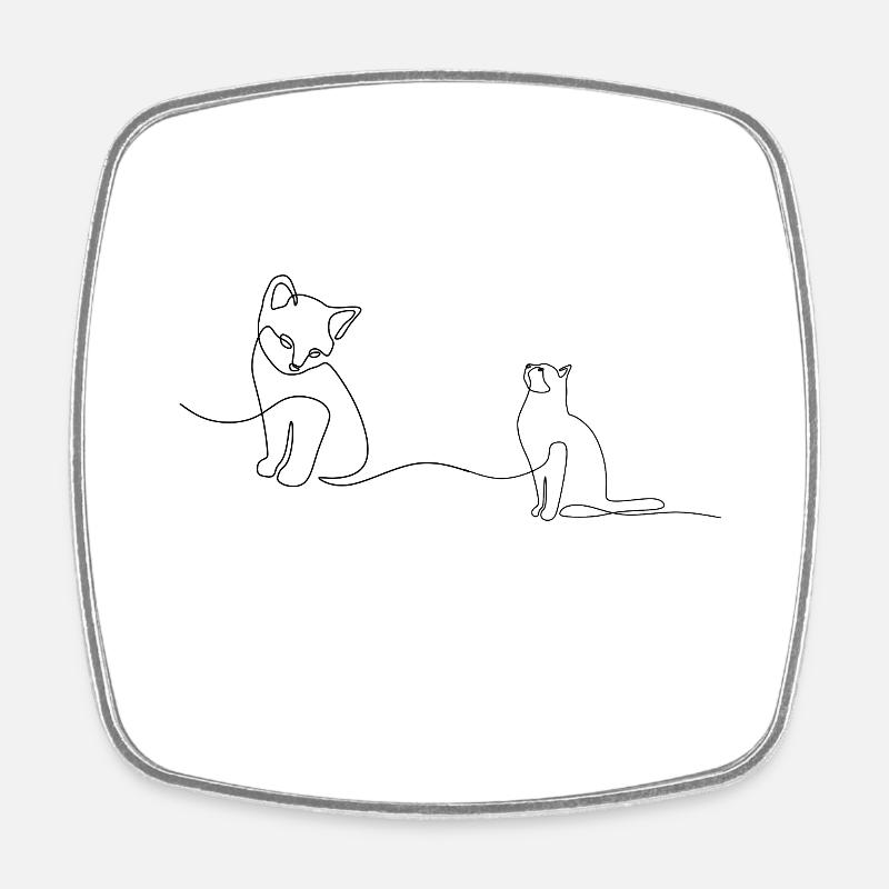 Dog & Cat Oneline - Square fridge magnet - white