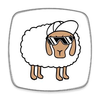 Cooles Schaf Sonnenbrille Cappy Mütze Sommer Spaß - Viereckiger Kühlschrankmagnet - Weiß - Vorne