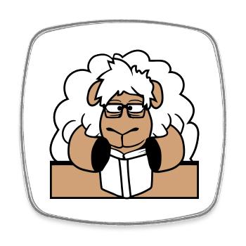 Schaf Nerd Geek Buch Lesen Streber Hornbrille Pult - Viereckiger Kühlschrankmagnet - Weiß - Vorne