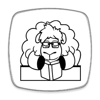 Schaf Nerd Geek Buch Lesen Streber Hornbrille Pult - Viereckiger Kühlschrankmagnet - Weiß - Vorne