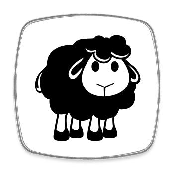 Black Sheep Small Cute Cute Lamb Cool Comic - Square fridge magnet - white - Front