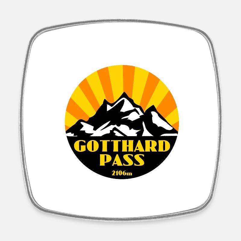 Gotthard Pass - Viereckiger Kühlschrankmagnet - Weiß