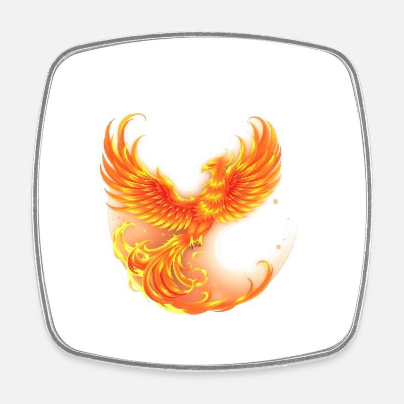 Cool burning phoenix - Square fridge magnet - white