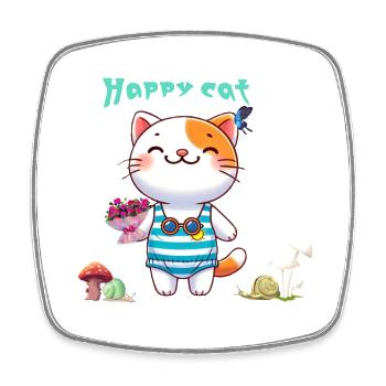 Cute cat - Viereckiger Kühlschrankmagnet - Weiß - Vorne