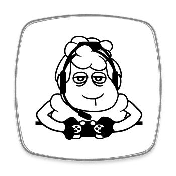 Sheep Gamer Controller Video Game Nerd Sad Fun - Square fridge magnet - white - Front