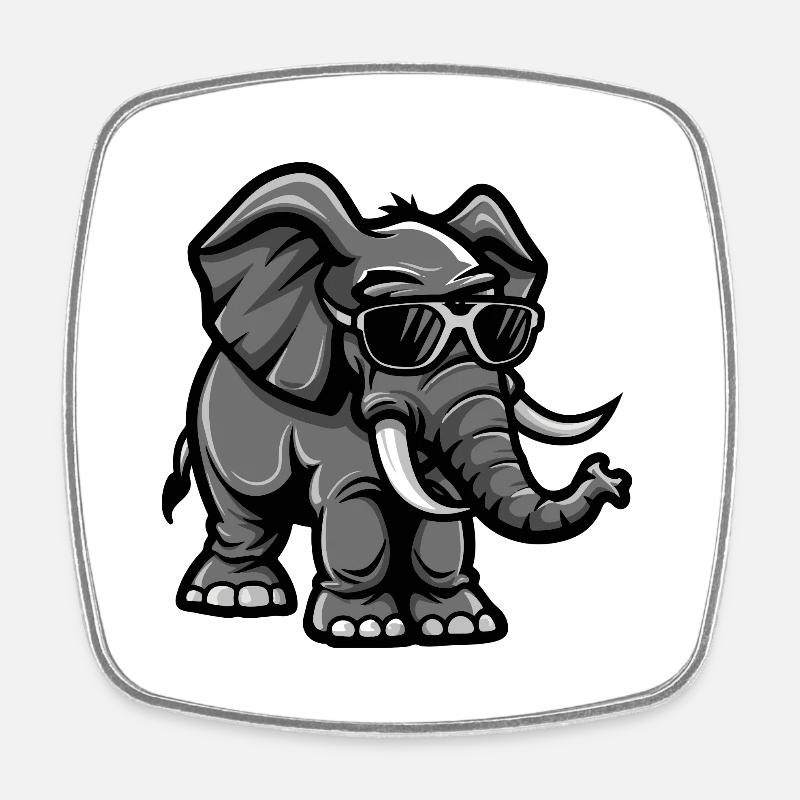 Elefant Tier - Viereckiger Kühlschrankmagnet - Weiß