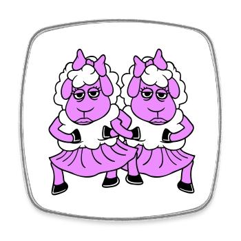 2 Sheep Couple Tired Bored Girlfriends Cool - Square fridge magnet - white - Front
