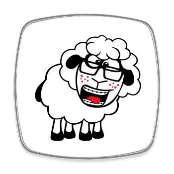 mouton nerd hornglasses fermoir lunettes geek smart - Magnet carré - blanc - Devant