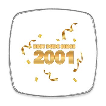 Jahr 2001 - Viereckiger Kühlschrankmagnet - Weiß - Vorne