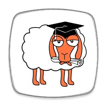 Schaf Schule Zeugnis College Abschluss Abi Schüler - Viereckiger Kühlschrankmagnet - Weiß - Vorne