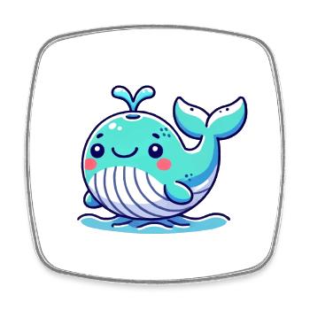 bande dessinée de baleine - Magnet carré - blanc - Devant