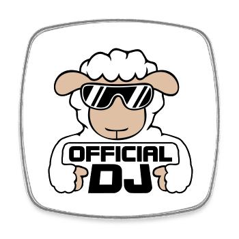 Mouton Officiel DJ Lunettes de soleil Fête Agneau Sweet Cool - Magnet carré - blanc - Devant
