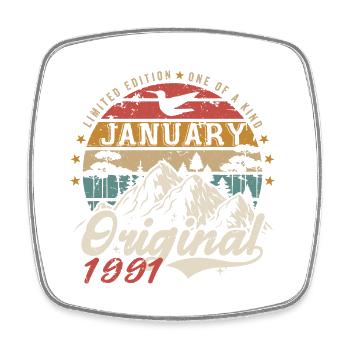 Januar 1991 Geburtstagsgeschenk - Januar 1991 - Viereckiger Kühlschrankmagnet - Weiß - Vorne