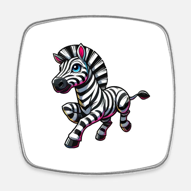 zebra comic - Viereckiger Kühlschrankmagnet - Weiß