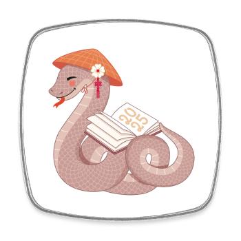 Année du Serpent 2025 - Magnet carré - blanc - Devant