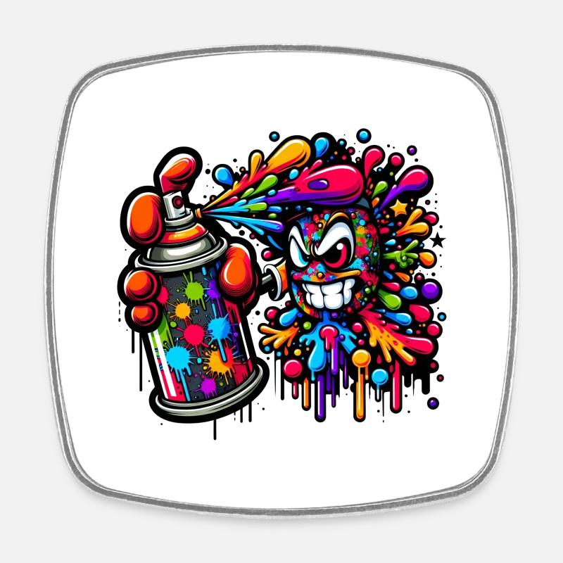 graffiti Spray can - Square fridge magnet - white