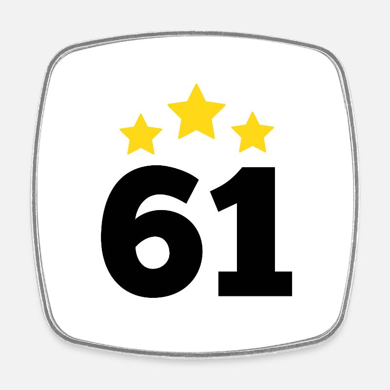 61 Year Old Star - 61st Anniversary Gift - Square fridge magnet - white
