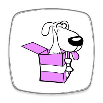 Dog Gift Box Funny Crazy Surprise Fun - Square fridge magnet - white - Front