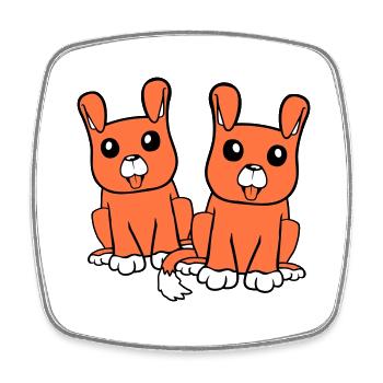 2 chiens équipe assis deux amis équipage heureux - Magnet carré - blanc - Devant