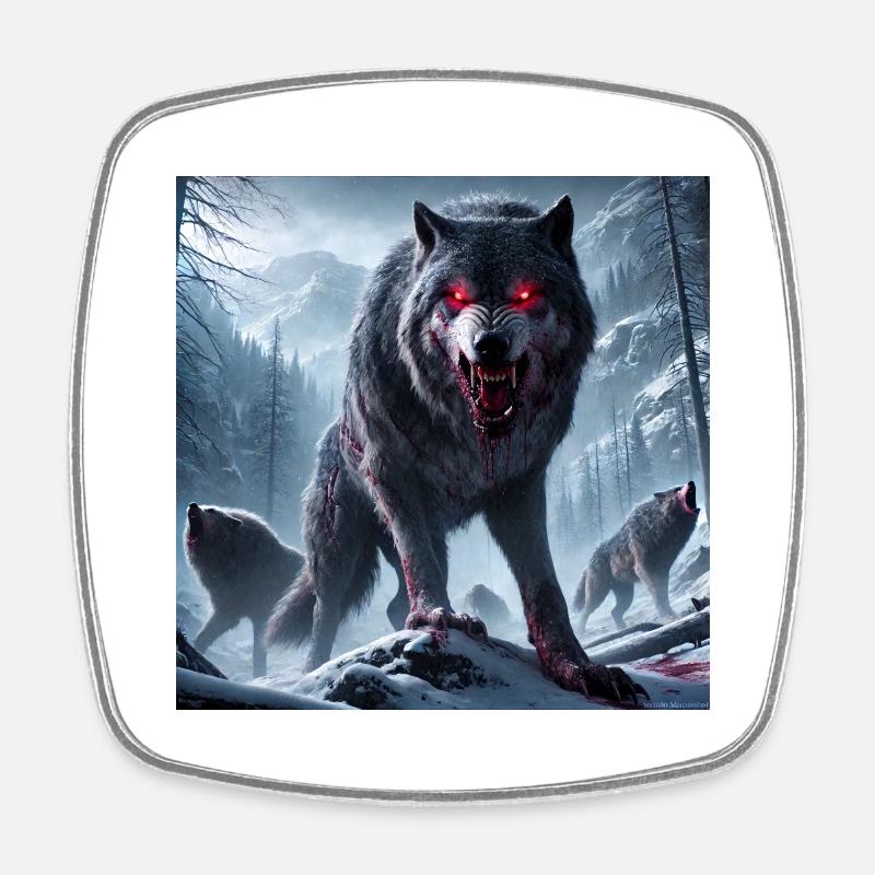 PRIMAL WOLF - Magnet carré - blanc