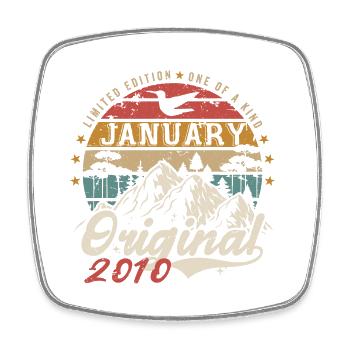 Janvier 2010 Cadeau Anniversaire - Janvier 2010 - Magnet carré - blanc - Devant
