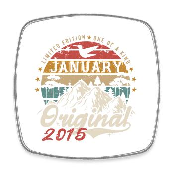 Janvier 2015 Cadeau Anniversaire - Janvier 2015 - Magnet carré - blanc - Devant