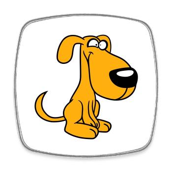 Chien, Fou, Petit, Heureux, Drôle, Idiot, Cool - Magnet carré - blanc - Devant