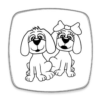 2 Hunde Team Zwei Freunde Liebe Pärchen Verliebt - Viereckiger Kühlschrankmagnet - Weiß - Vorne