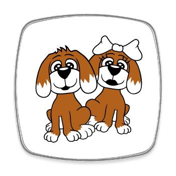 2 Dog Team Two Friends Love Couple In Love - Square fridge magnet - white - Front