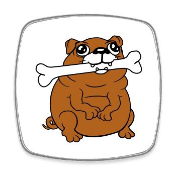 Mops Hund Knochen Maul HungerLecker Glücklich Cool - Viereckiger Kühlschrankmagnet - Weiß - Vorne