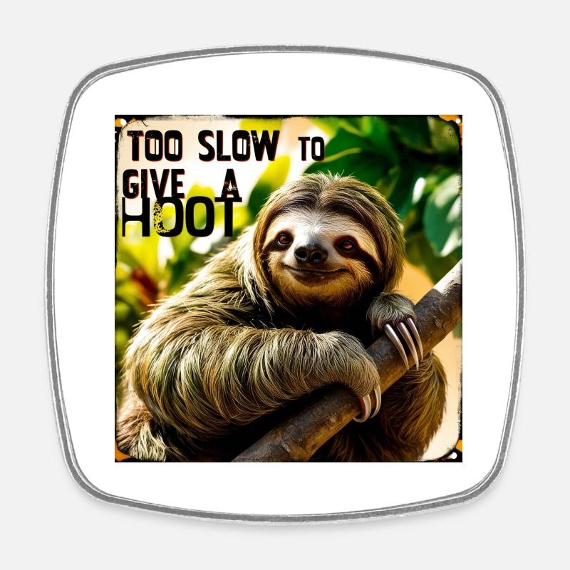 Too slow too give a hoot - Square fridge magnet - white